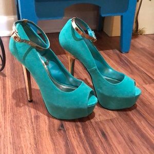 Open Toe Suede Platform Heels